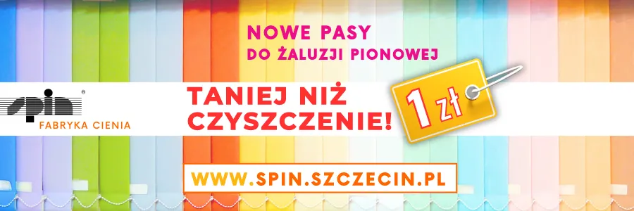 baner promocja żaluzje pionowe Spin Szczecin