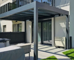 Pergola Fix z dachem ze szkła, dach szklany na taras, pergola szklana przyścienna, zadaszenie stałe Spin Szczecin Zachodniopomorskie