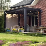 Veranda, rolety Helio Zip Screen Osłony boczne zamontowane na tarasie, rolety Helio Zip Screen oraz veranda zamontowana na szklanym zadaszeniu, Spin Szczecin